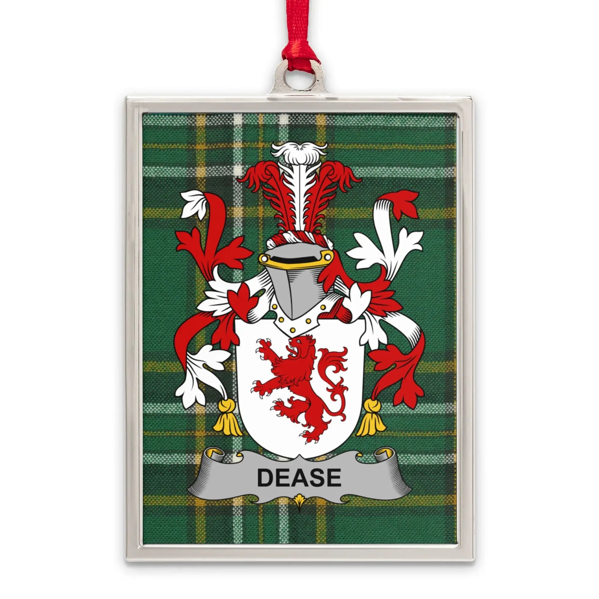 Dease Family Crest Plaid Pattern Glass Ornament product