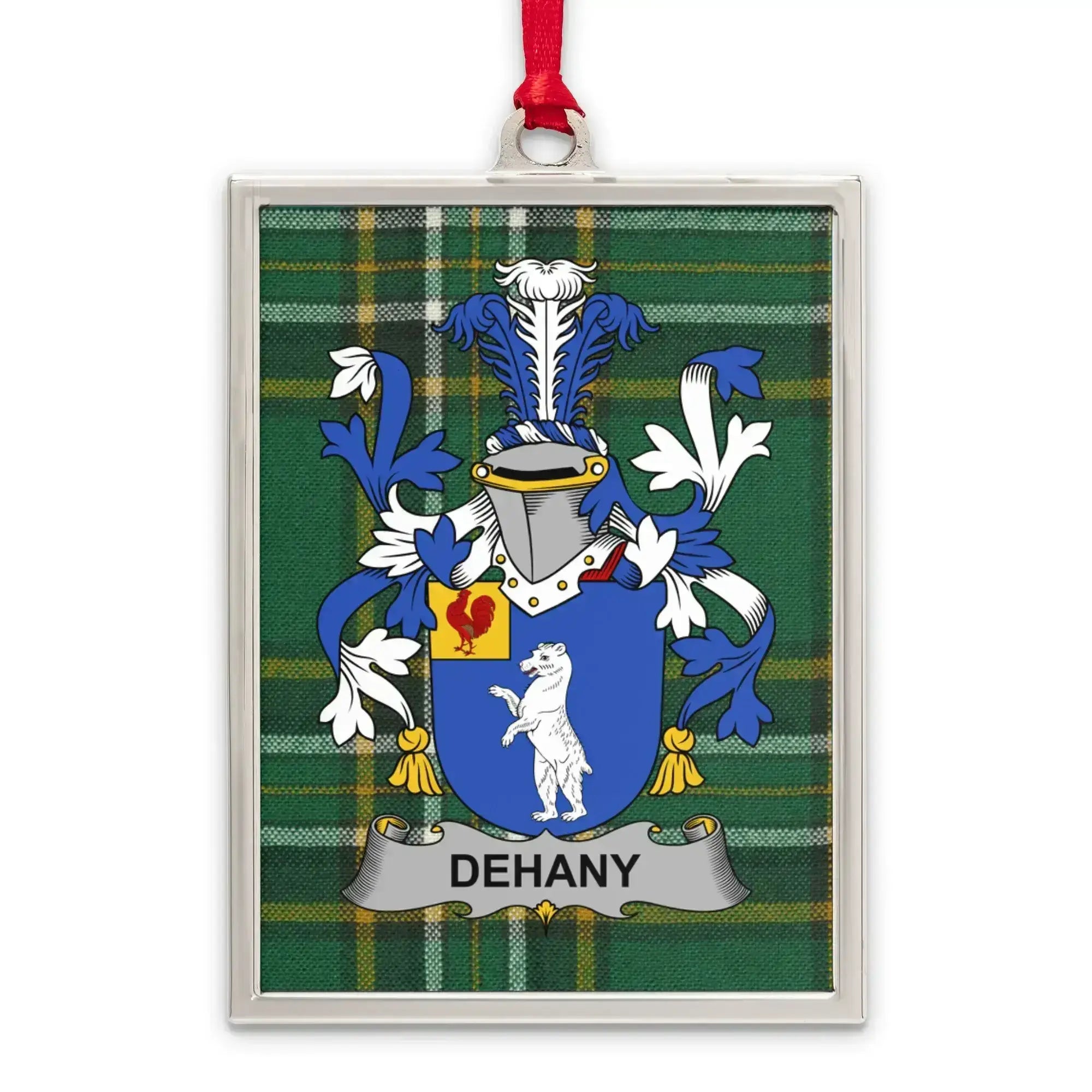 Dehany Family Crest Plaid Background Product