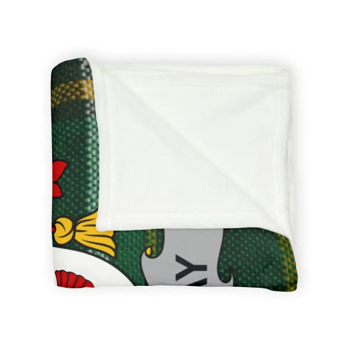 Cozy Green and White Blanket with Red Accents