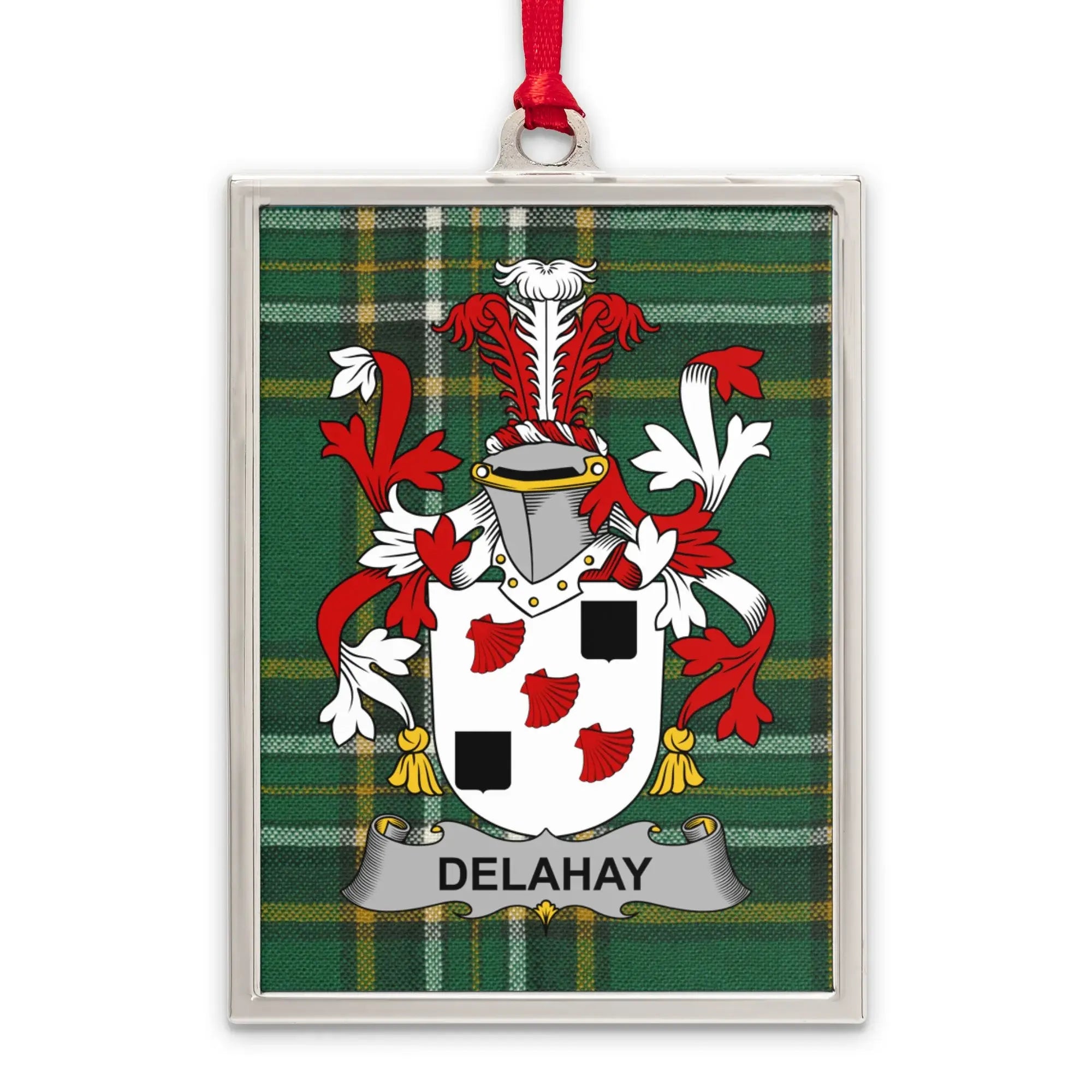 Delahay Family Crest Plaid Design Hanging Ornament product type