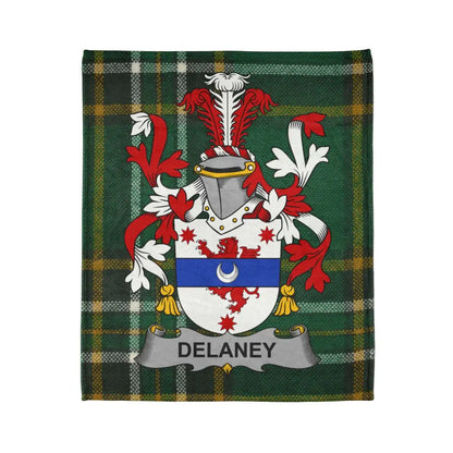 Delaney Family Crest Emblazoned Tartan Blanket