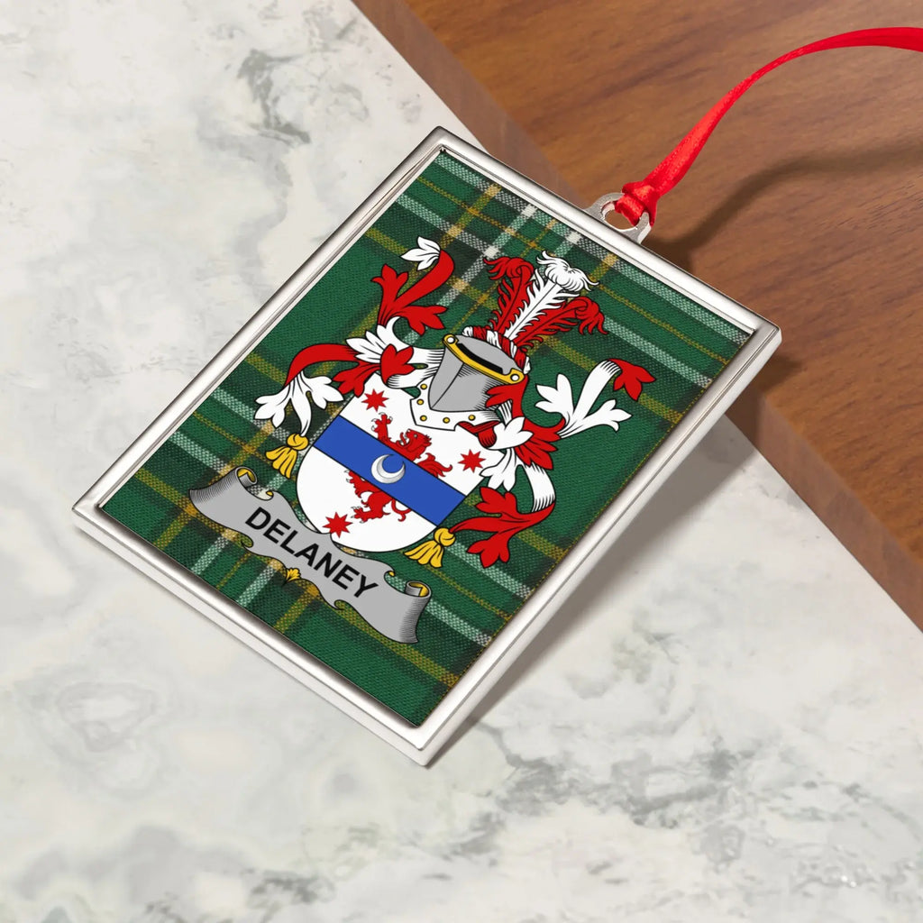 Delaney Family Crest Plaid Ornament Gift product