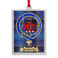 Dempster tartan-background crest ornament shown as a Scottish heritage keepsake gift