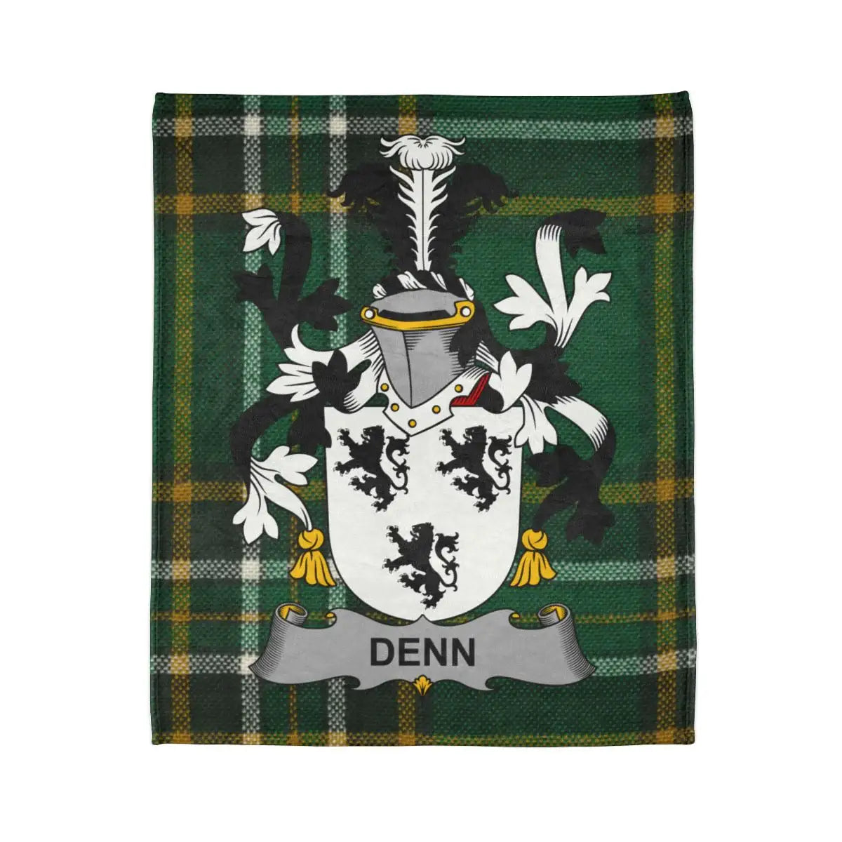 Denn Family Crest Green Tartan Blanket