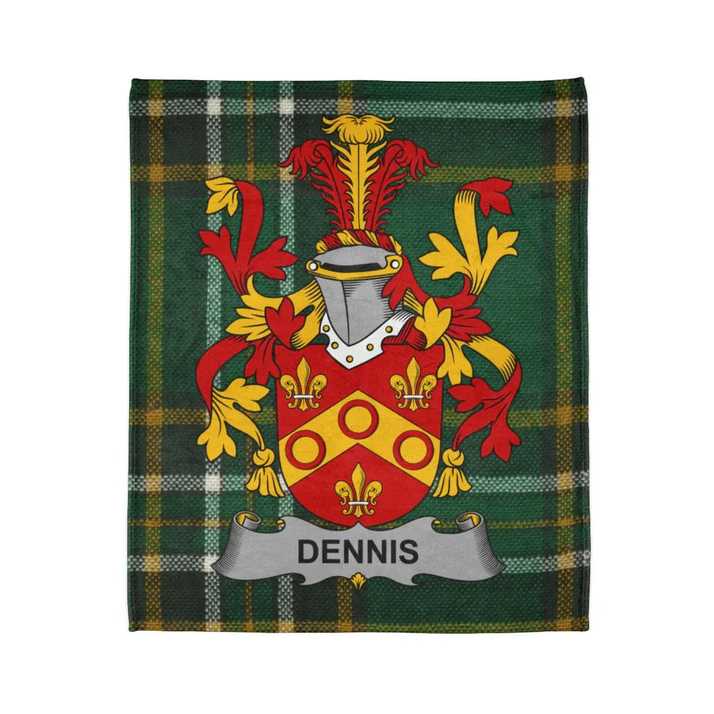 Dennis Family Crest Design Plaid Background Blanket