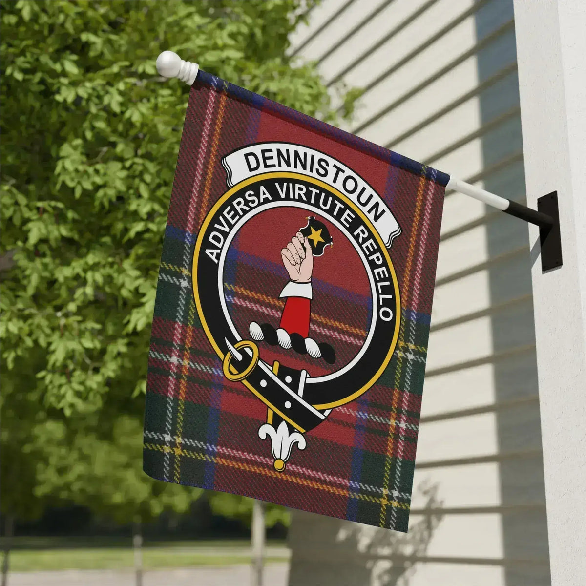 Dennistoun Adversa Virtute Repello Plaid Flag