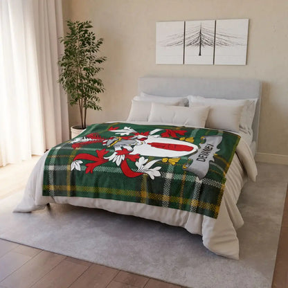 Cozy Personalized Family Crest Plaid Blanket Bedding