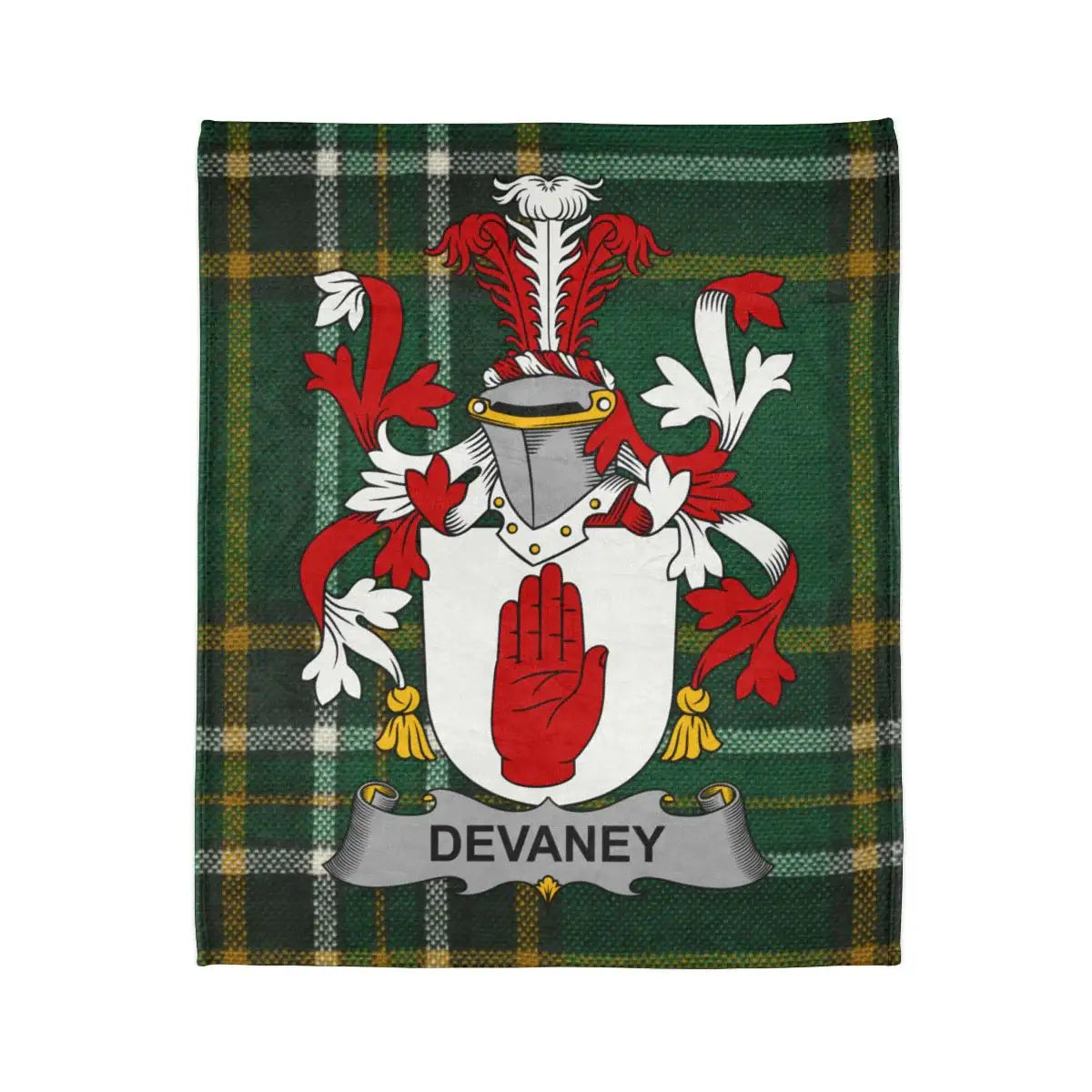 Devaney Family Crest Plaid Blanket with Pattern