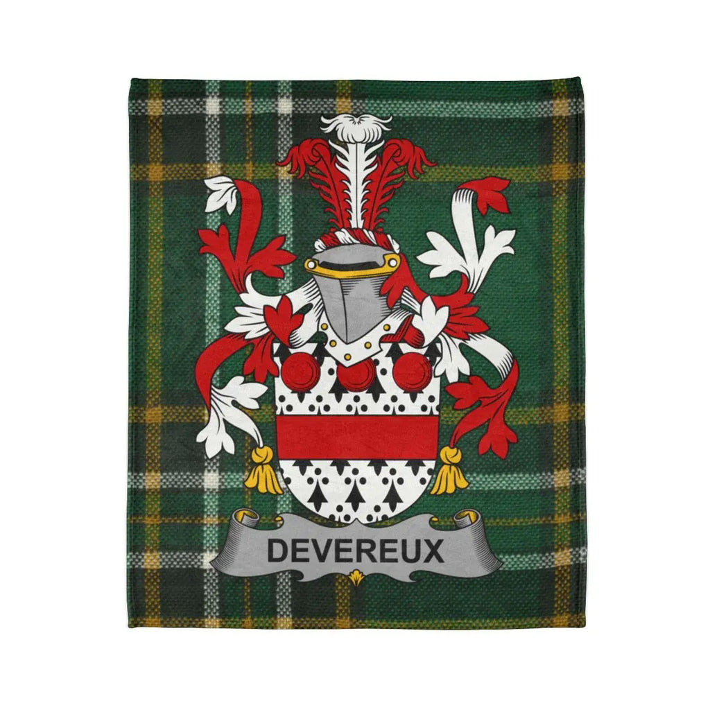 Devereux Family Crest Tartan Pattern Custom Blanket