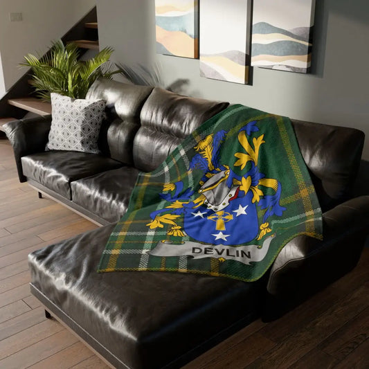 Devlin Family Crest Tartan Throw Blanket