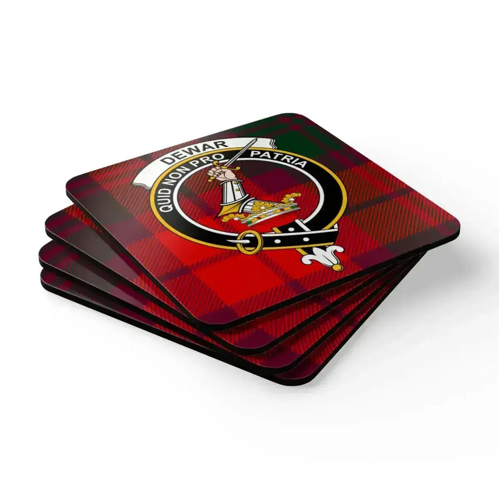 Dewar Tartan Clan Crest Design Square Coasters product type