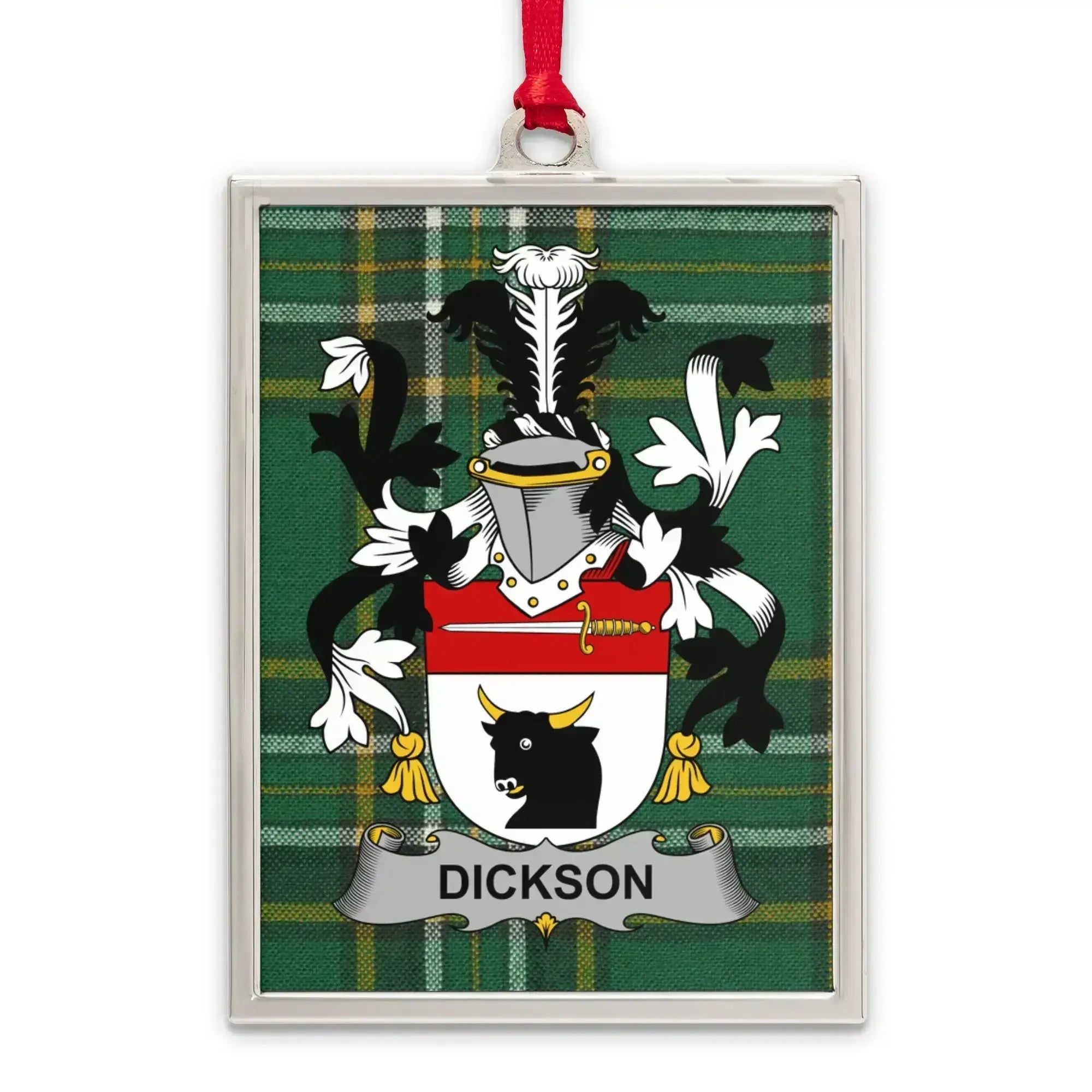 Dickson Family Crest Plaid Background Ornament product