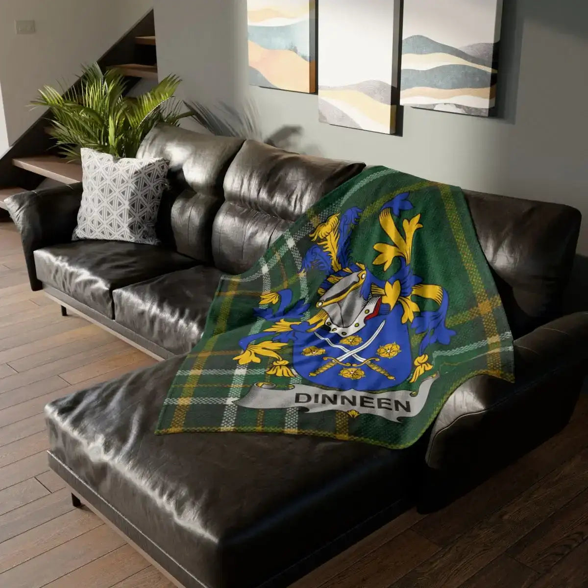 Dinneen Family Crest Plaid Blanket Custom Design