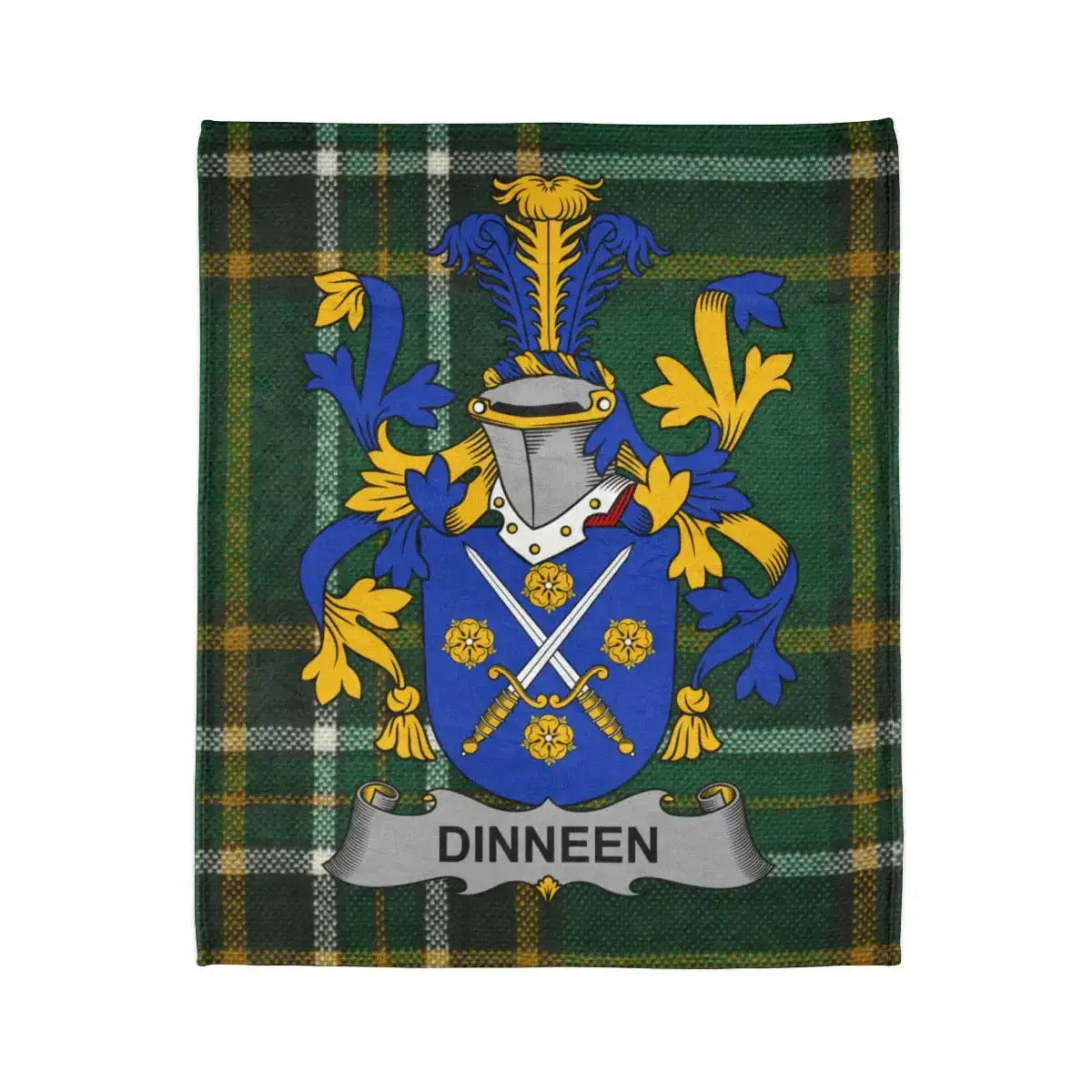 Personalized Dinneen Family Crest Tartan Blanket