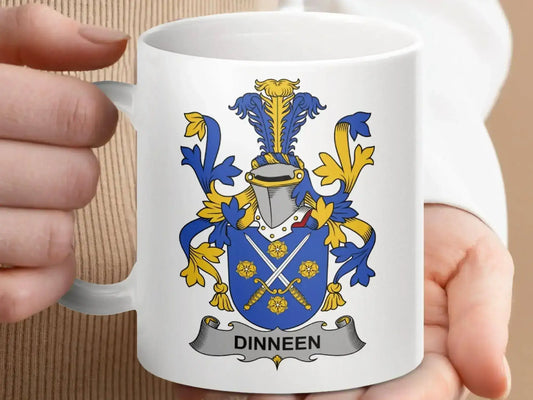 Dinneen Surname Irish Family Crest Mug - Celtic Ancestry Gifts