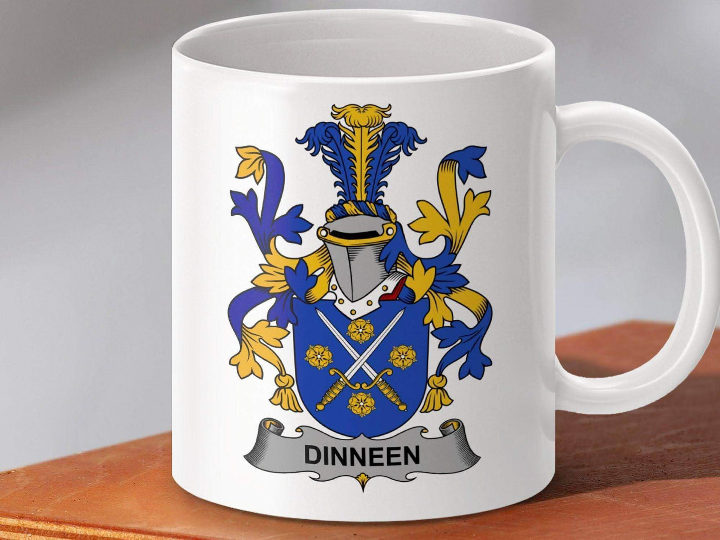 Dinneen Surname Irish Family Crest Mug - Celtic Ancestry Gifts