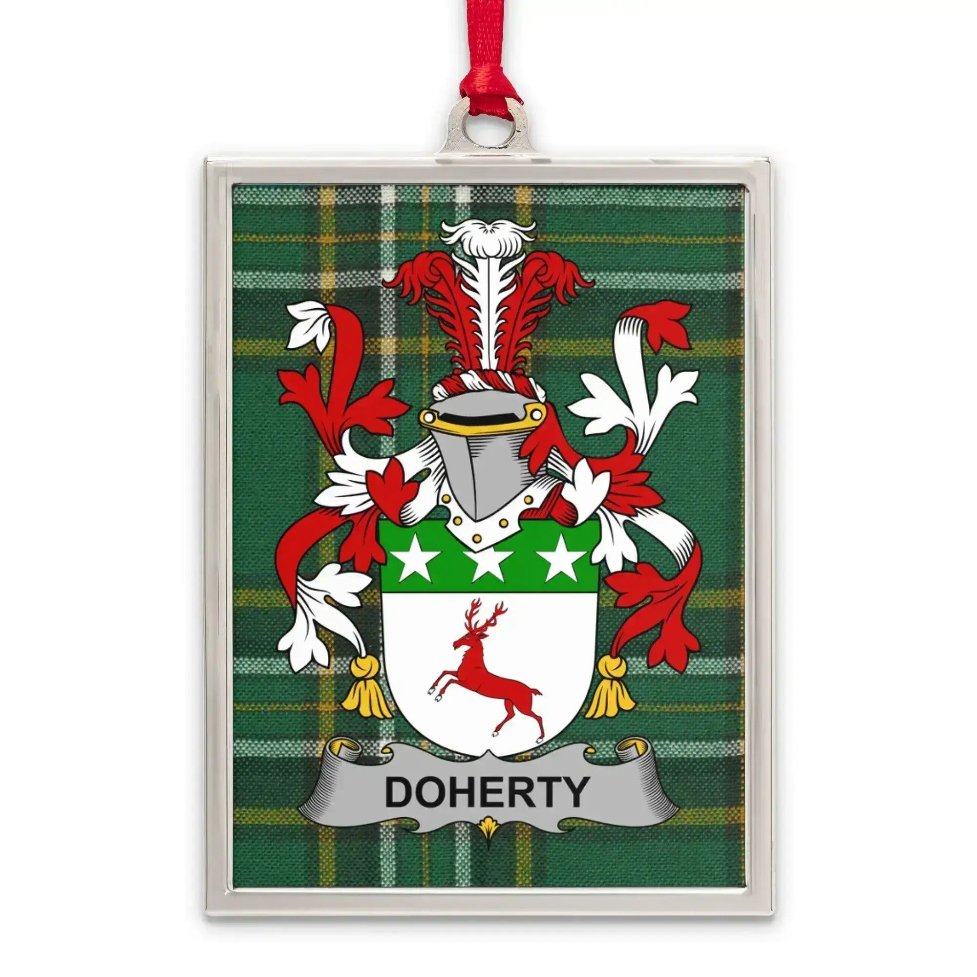 Doherty Family Crest Plaid Background Ornament product type