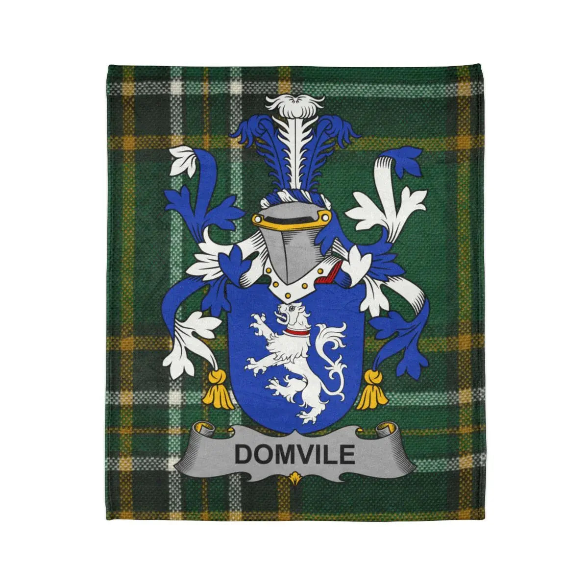 Domvile Family Crest with Tartan Background Blanket