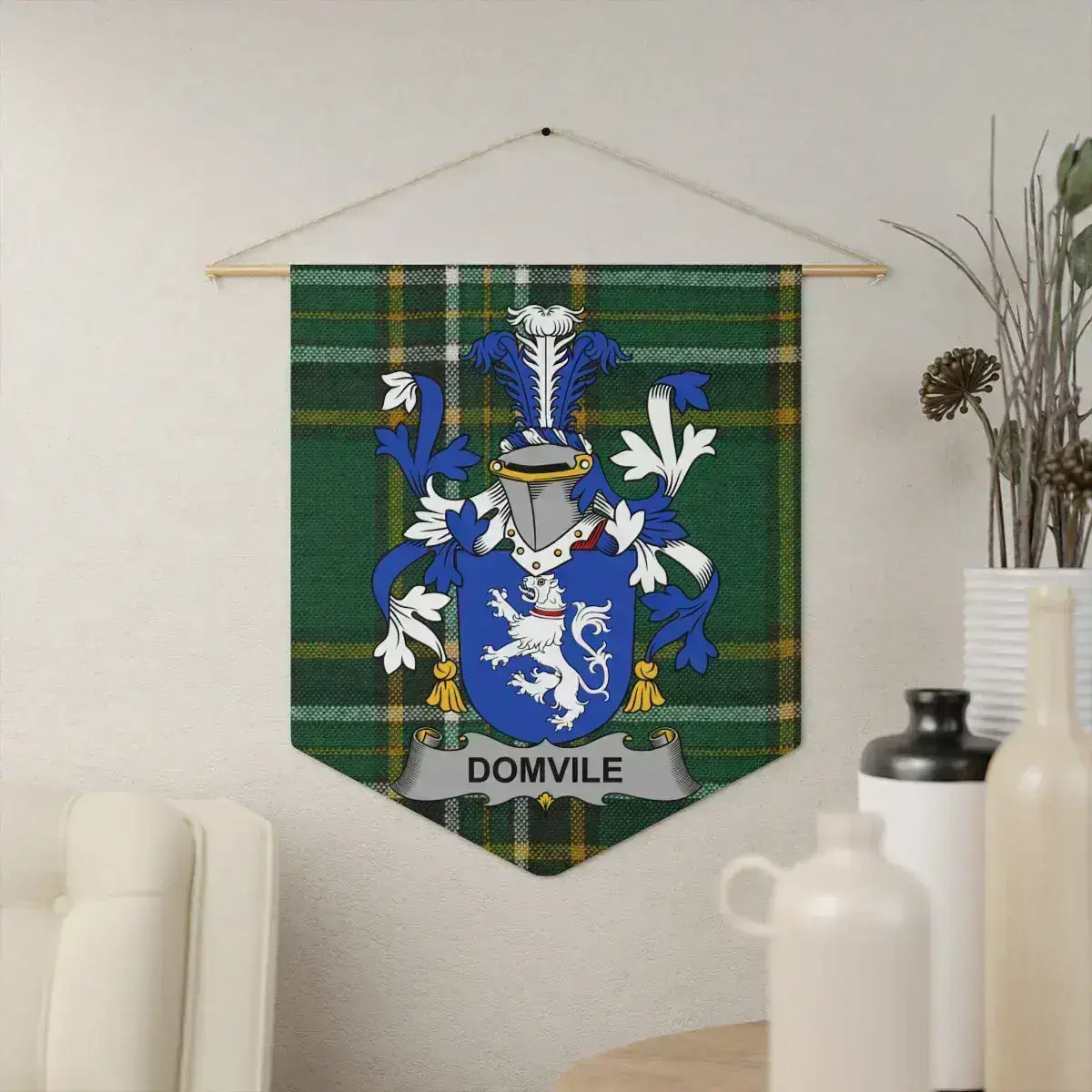 Custom Domvile Family Crest Tartan Wall Banner product