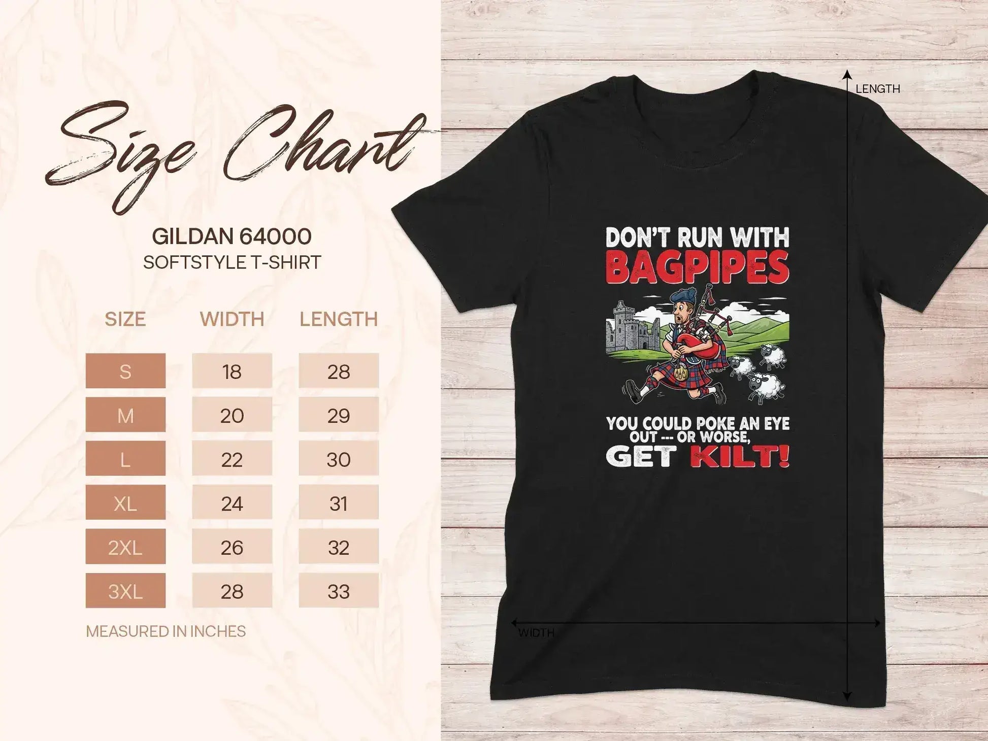 Don't Run With Bagpipes Graphic T-Shirt product type