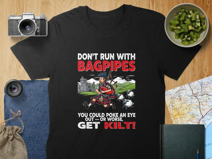 Don't Run With Bagpipes Graphic T-Shirt product
