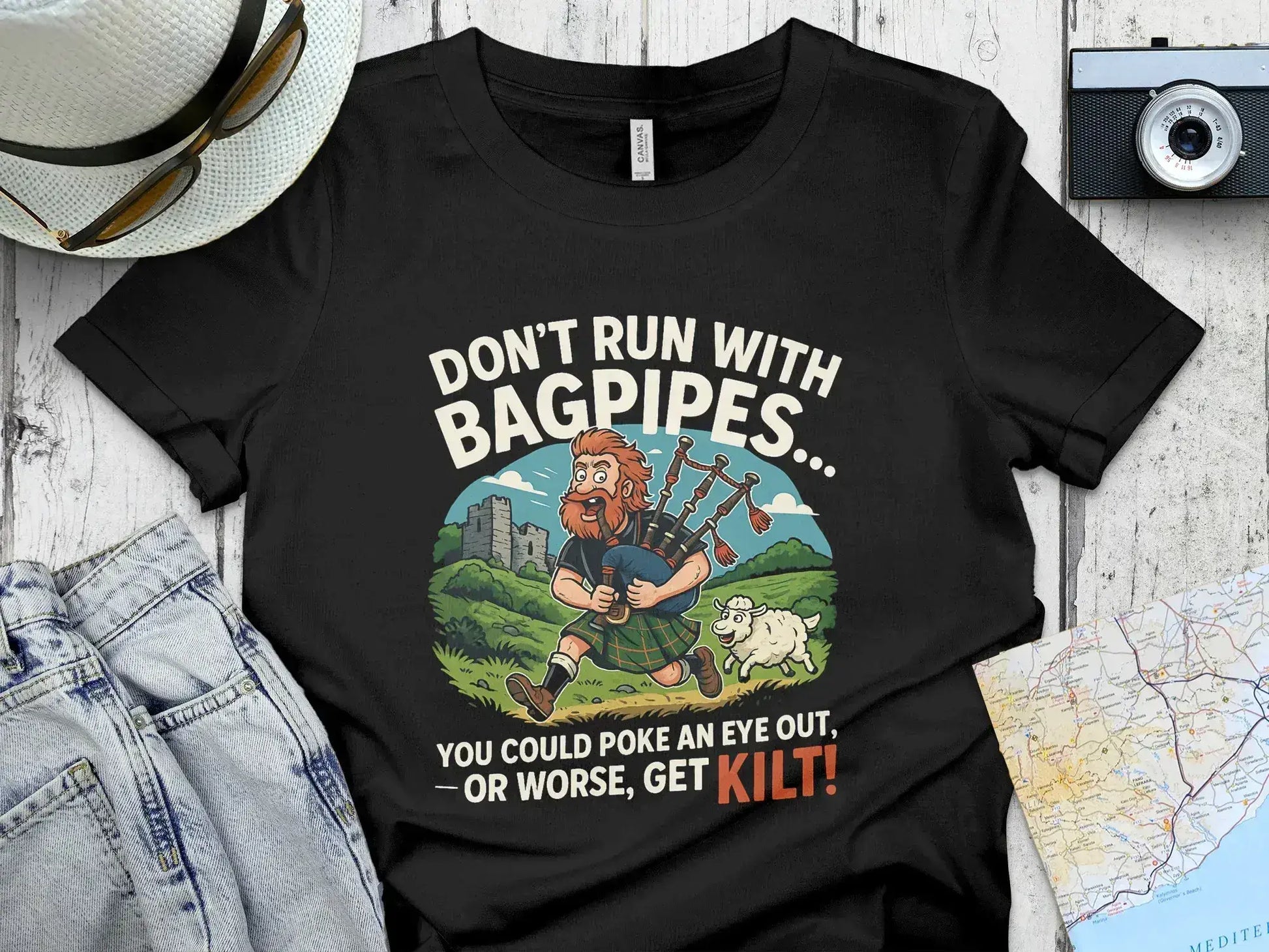 Don't Run With Bagpipes Graphic T-Shirt product type