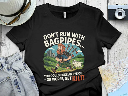 Don't Run With Bagpipes Graphic T-Shirt product type