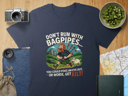 Don't Run with Bagpipes Funny Graphic T-Shirt product