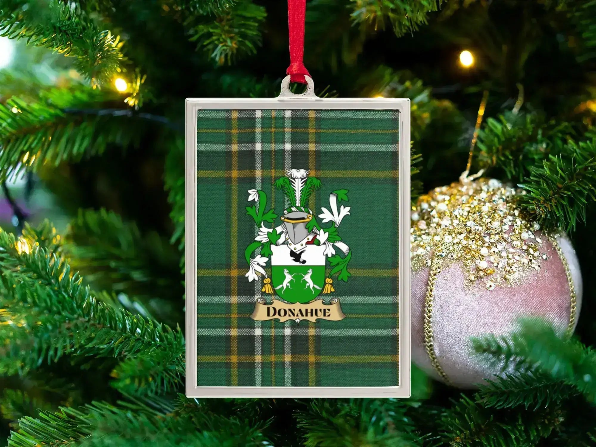 Family Crest Plaid Design Christmas Tree Ornament product