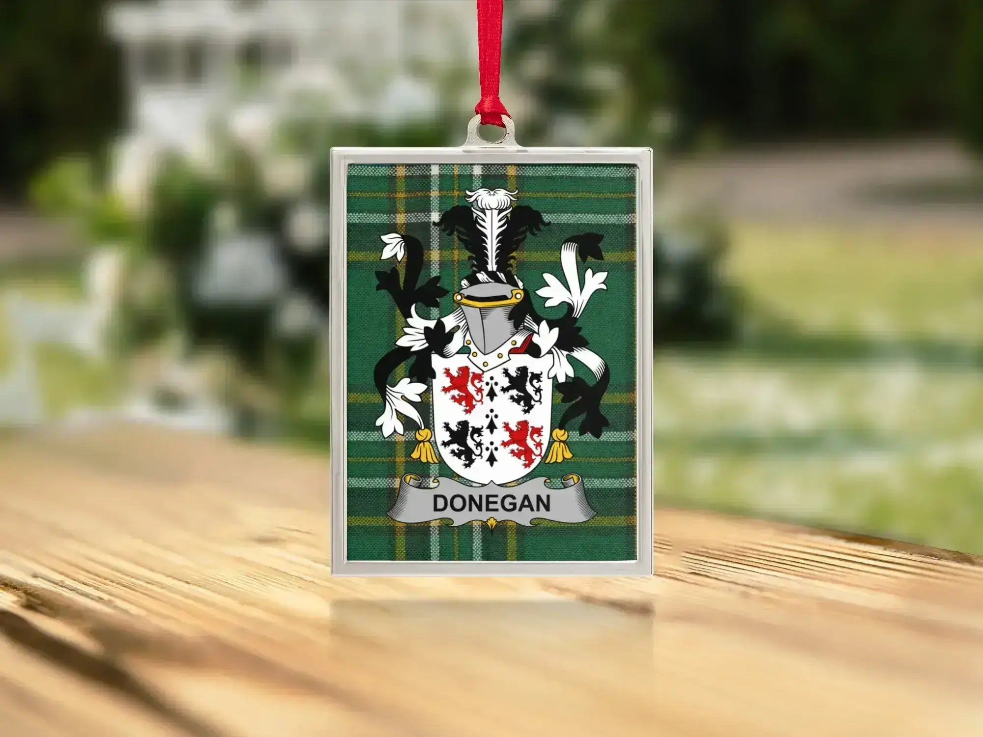 Donegan Family Crest Plaid Background Hanging Product