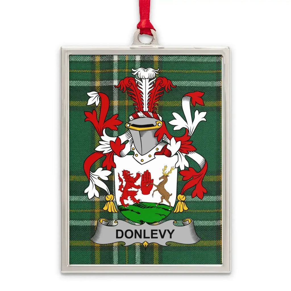 Personalized Donlevy Crest Plaid Background Ornament product