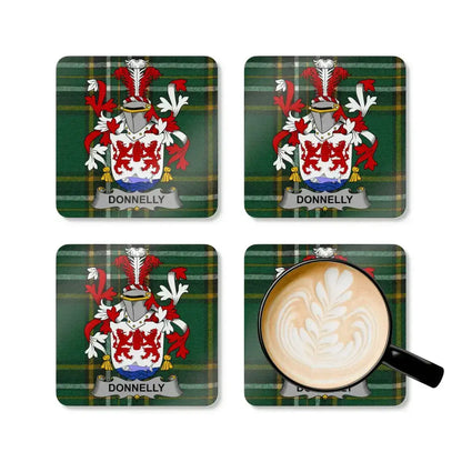 Donnelly Family Crest Green Plaid Drink Coaster Set product type