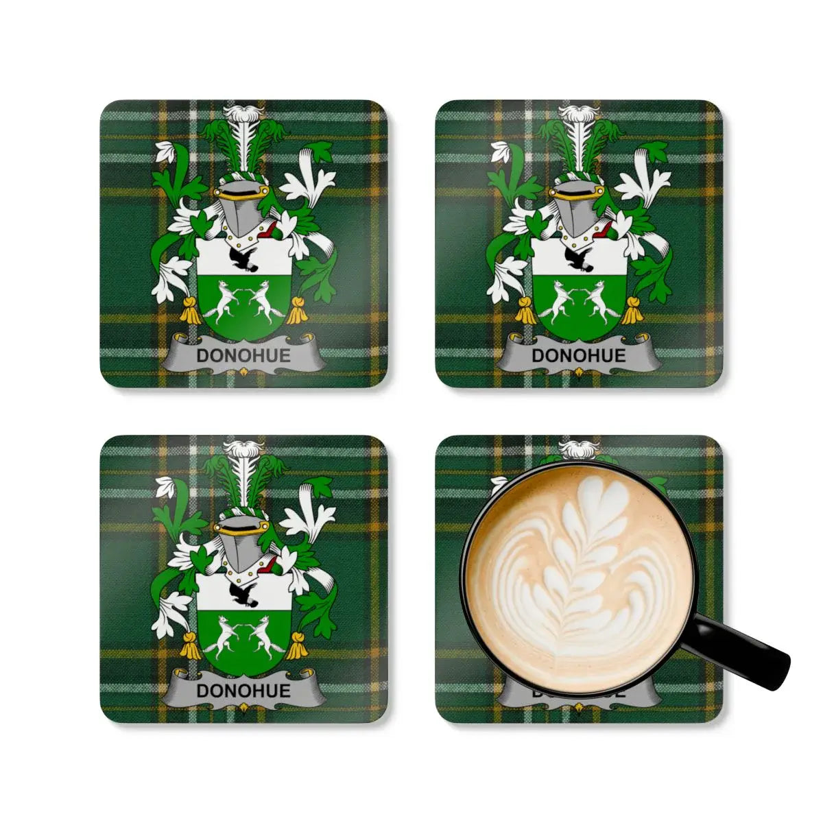 Donohue Tartan Crest Coasters Set Personalized product
