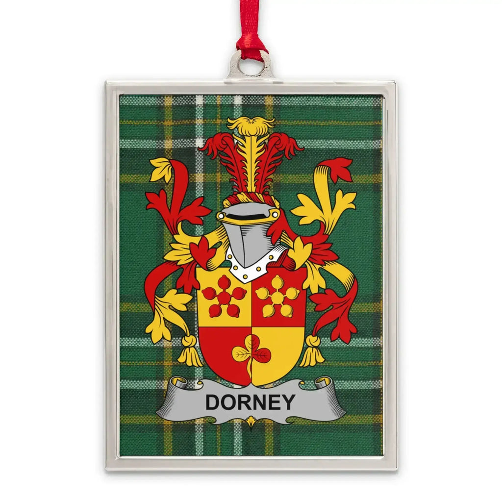 Dorney Coat of Arms Plaid Background Ornament product type