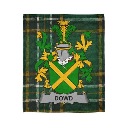 Dowd Family Crest Design on Tartan Pattern Blanket