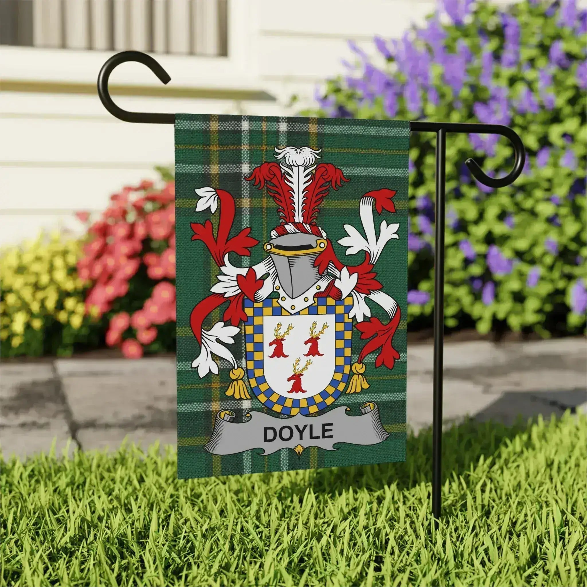 Doyle Family Crest with Shield Garden Flag product type