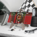 Drummond clan crest novelty license plate — 12x6 aluminium with Gang Warily red plaid design