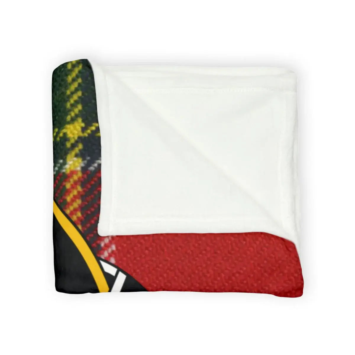 Drummond clan crest throw blanket laid flat — 100% polyester, 50x60, colourful plaid design