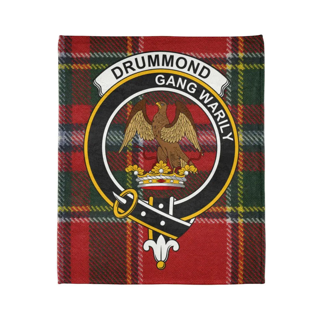 Drummond clan crest tartan plaid throw blanket — eagle heraldic design on 50x60 polyester