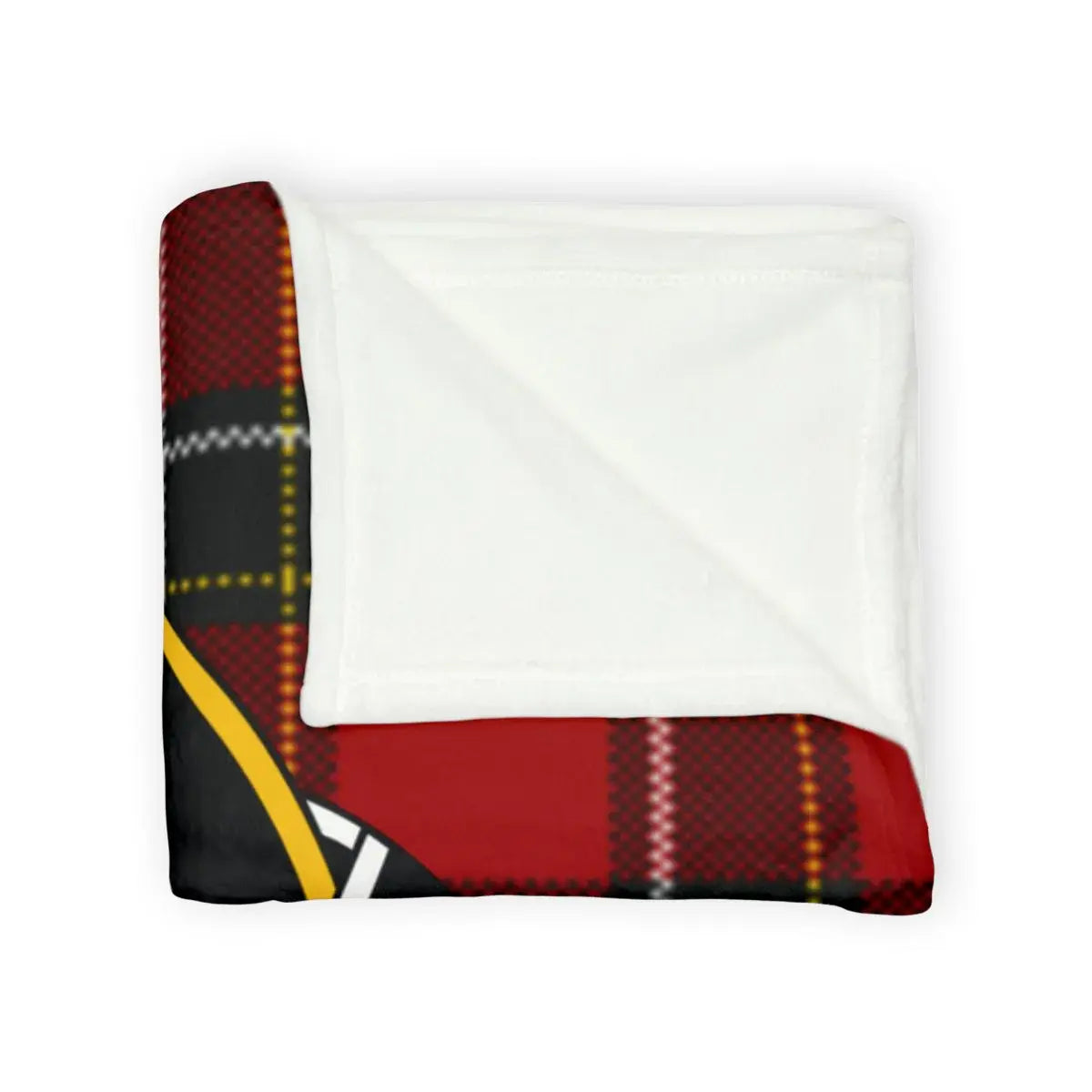 Clan Dunbar printed throw blanket folded — lightweight polyester, hemmed edges