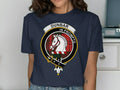 Dunbar clan crest tee in black — soft cotton, front graphic, relaxed unisex fit