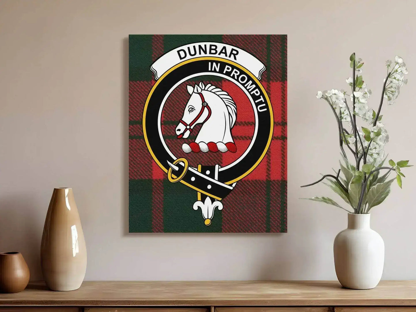 Dunbar Scottish Tartan Crest Canvas Wrap - Celtic Ancestry Gifts