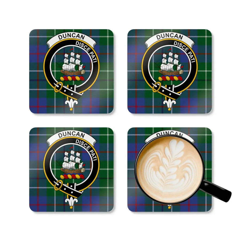 Duncan Clan Crest Plaid Coasters Set Custom Drink product