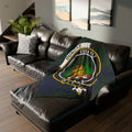 Clan Dundas tartan throw blanket — 50x60 printed polyester, lion crest and motto Essayez on front