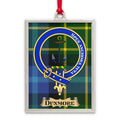 Dunmore tartan-background crest ornament shown as a Scottish heritage keepsake gift