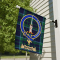 Duthie Family Crest Flag with Tartan Background
