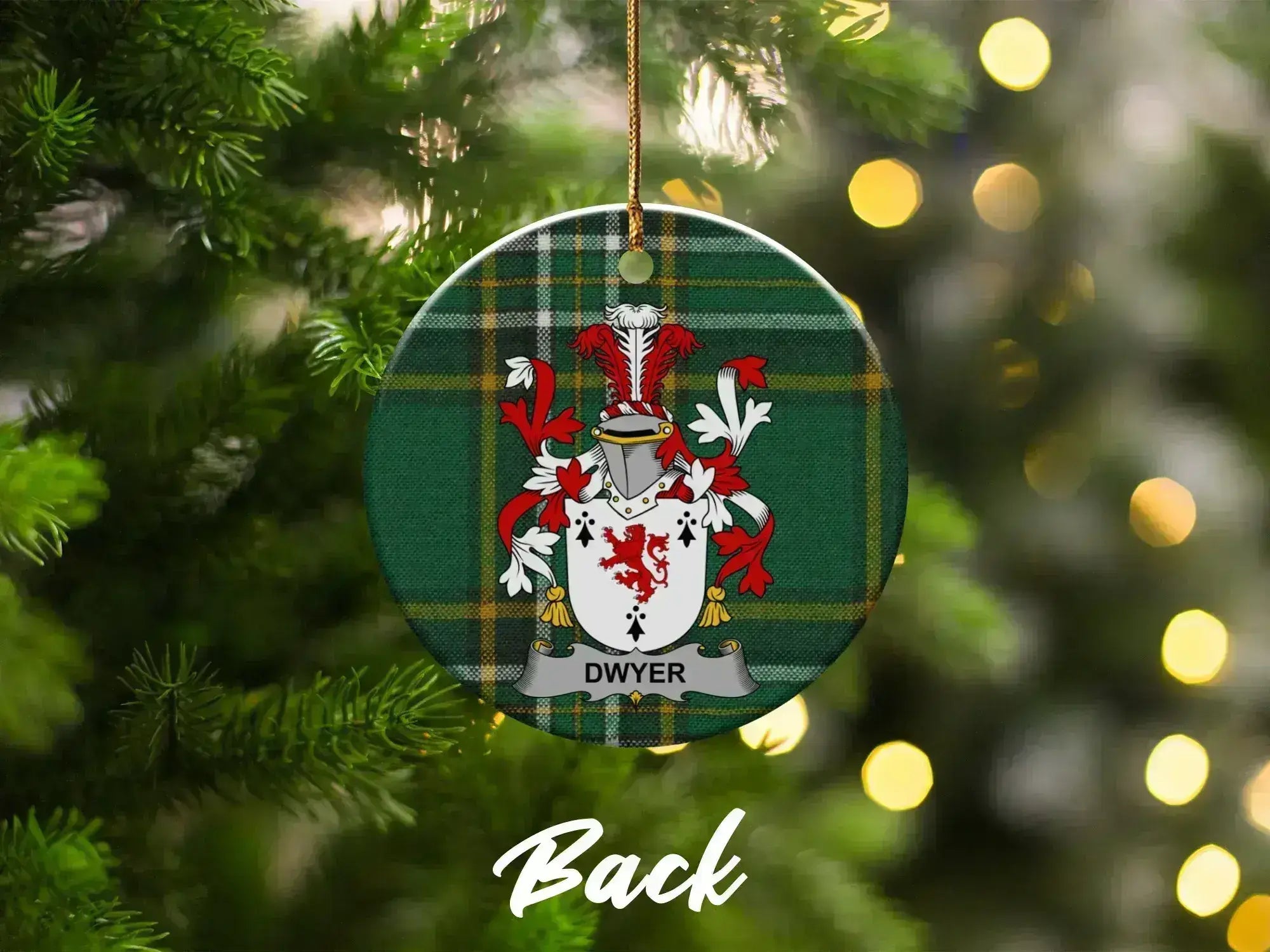Custom Family Crest Plaid Christmas Tree Ornament product type
