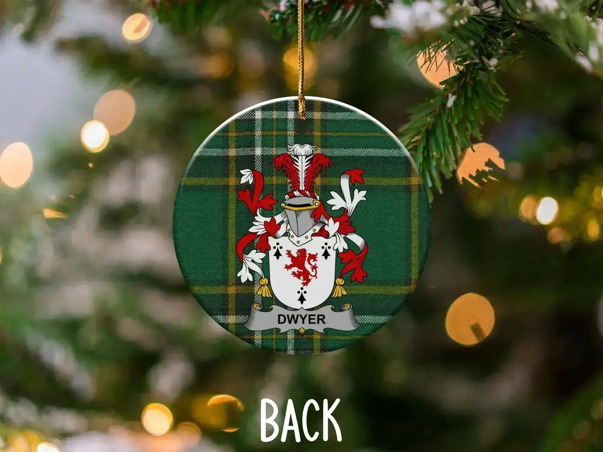 Dwyer Family Crest Plaid Christmas Ornament product