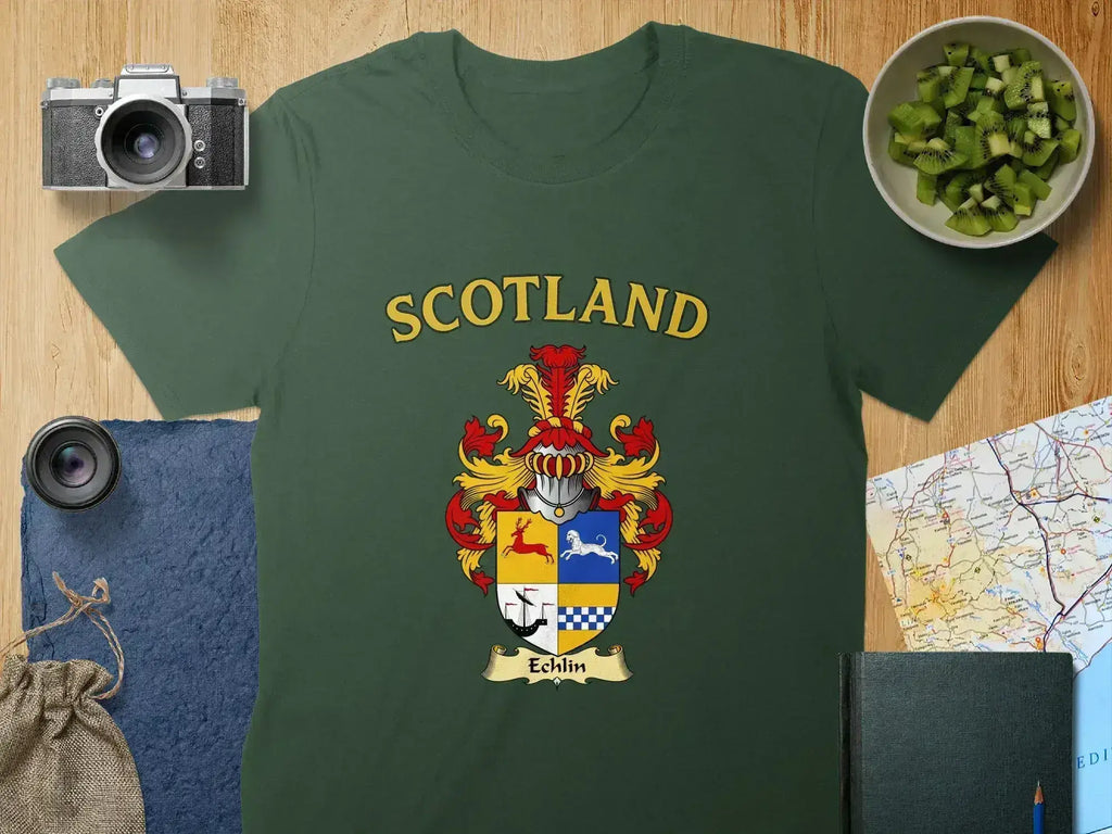 Echlin Scottish clan crest t-shirt — crest and emblem detail
