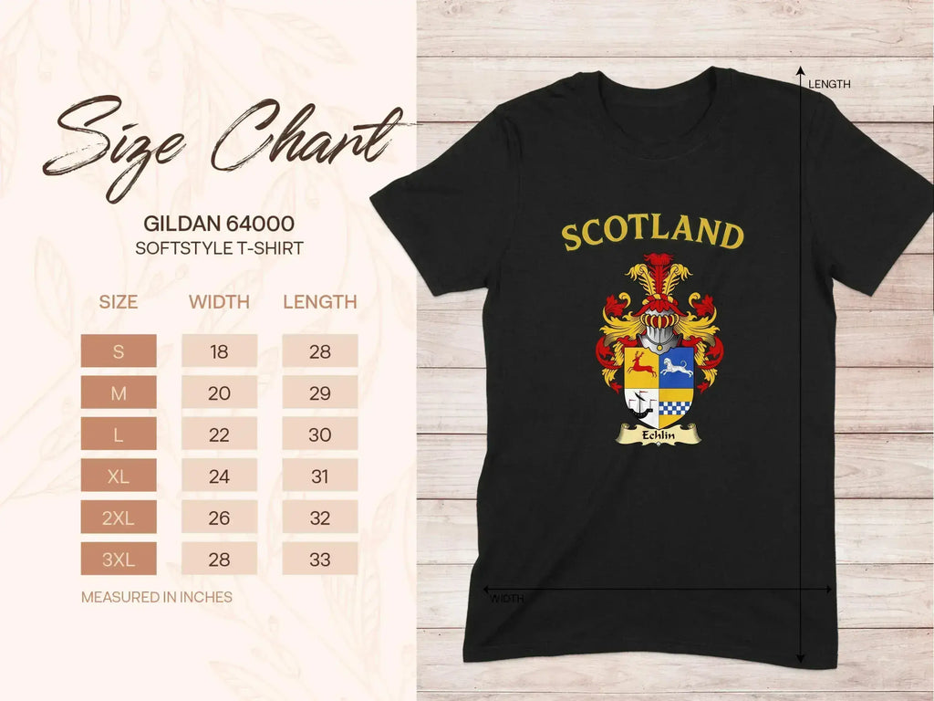Echlin Scottish clan crest t-shirt — clan crest, front view